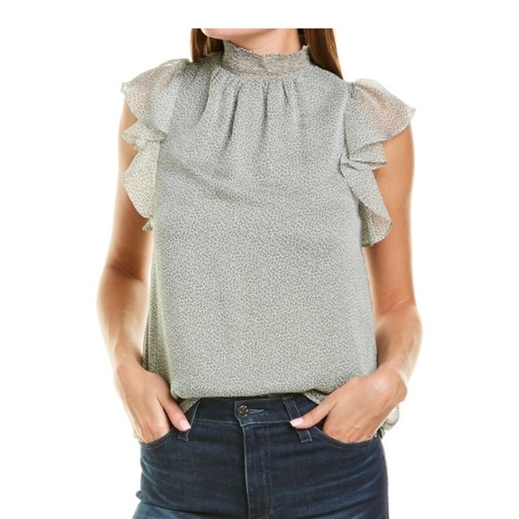 [NEW] 1. State Mock Neck Flutter Sleeve Top - Picture 4 of 8